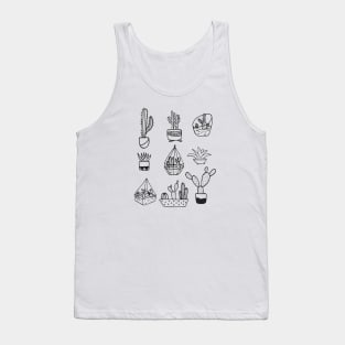 Cactus Family Ink Design Tank Top